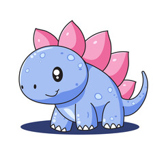 Cute Dinosaur Cartoon Kawaii Sticker. Character Vector Illustration