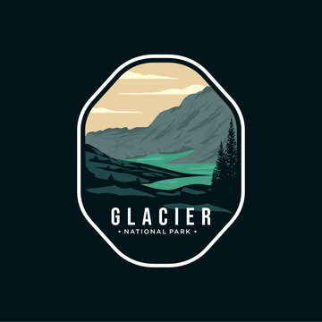 glacier national park vector patch emblem logo design