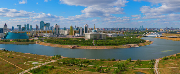 View of the central part of Astana city with the residence of the President of Kazakhstan 