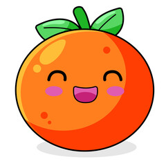Cute Orange Cartoon Kawaii Sticker. Character Vector Illustration