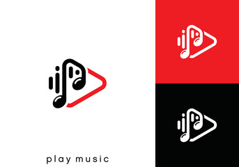 music play button logo. media play music technology vector design concept
