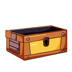 Cute Treasure Box Cartoon Kawaii Sticker. Character Vector Illustration