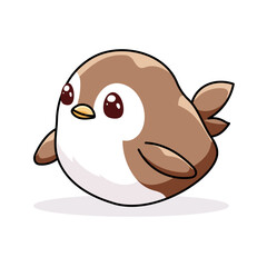 Cute Penguin Cartoon Kawaii Sticker. Character Vector Illustration
