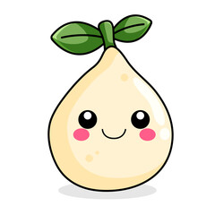 Cute Pear Cartoon Kawaii Sticker. Character Vector Illustration