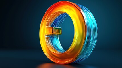 Abstract colorful glass ring on dark background.