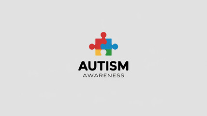 Fototapeta premium Autism awareness minimalist logo. Colorful puzzle piece, poster with symbol support for autism, generative AI