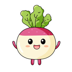 Cute Beets Cartoon Kawaii Sticker. Character Vector Illustration