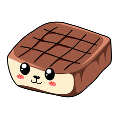 Cute Meat Cartoon Kawaii Sticker. Character Vector Illustration