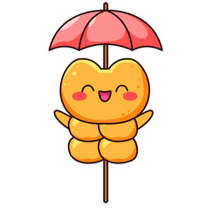 Cute Skewers Cartoon Kawaii Sticker. Character Vector Illustration