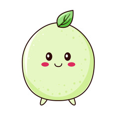 Cute Melon Cartoon Kawaii Sticker. Character Vector Illustration