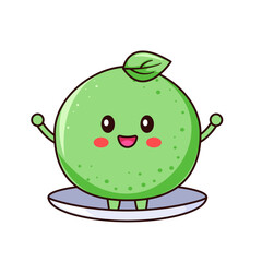 Cute Melon Cartoon Kawaii Sticker. Character Vector Illustration