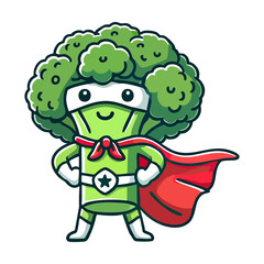 Obraz premium cute cartoon icon illustration hero broccoli