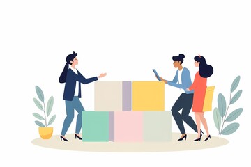 Building Blocks of Success: A vibrant team of diverse individuals collaborate on a project, with colorful blocks symbolizing their shared vision and teamwork.  