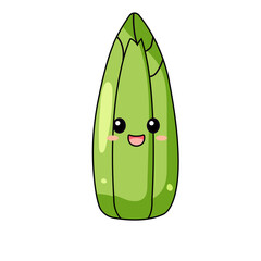 Cute Asparagus Cartoon Kawaii Sticker. Character Vector Illustration