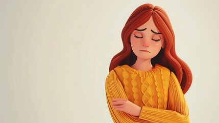 "Sad and Stressed Cartoon Character Depicting Emotional Struggles, Disappointment, and Inner Turmoil with Expressive Illustrations of a Young Female in Various Emotional States"

