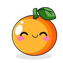 Cute Orange Cartoon Kawaii Sticker. Character Vector Illustration