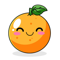 Cute Orange Cartoon Kawaii Sticker. Character Vector Illustration