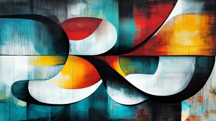 Abstract Intertwined Forms: A Symphony of Color and Shape