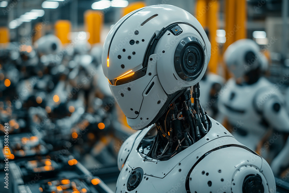 Aufkleber an impressive display of advanced humanoid robots ai generative