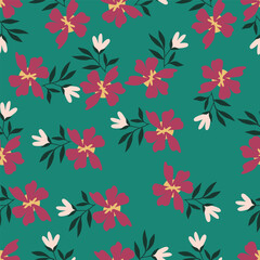 Cute hand drawn floral seamless pattern background