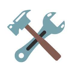 Hammer and Wrench - Tools Icon, Repair Symbol Illustration, and Construction Clipart Design