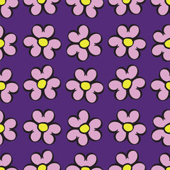 Cute hand drawn floral seamless pattern background