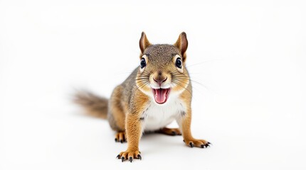 Obraz premium Medium-Distance Portrait of a Squirrel Against White Background