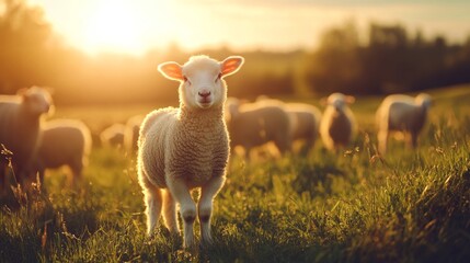 Serene Vintage Scene of Sheep in Soft Light