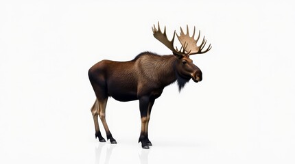 Moose Portrait on White Background