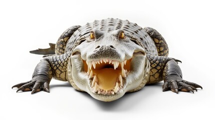 Naklejka premium Detailed Close-up Portrait of a Crocodile