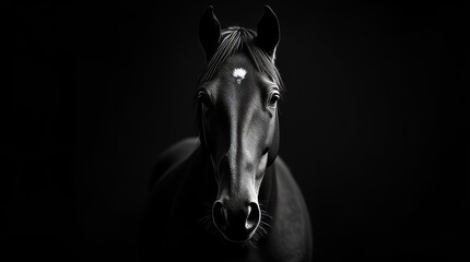 Obraz premium Close-up Portrait of a Horse with High Contrast