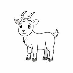Out line vector cute Mountain Goat cartoon illustration