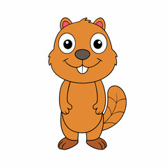 Out line vector cute Beaver cartoon vector illustration