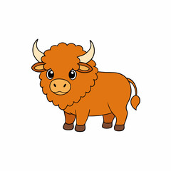 Out line vector cute Bison cartoon vector illustration