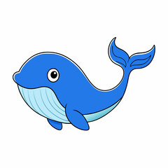 Out line vector cute Blue Whale cartoon vector illustration