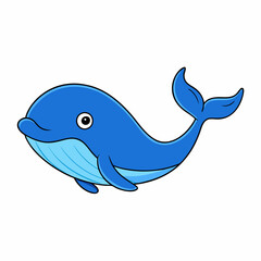 Out line vector cute Blue Whale cartoon vector illustration