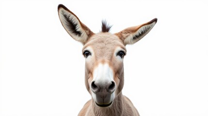 Obraz premium Close-up Portrait of a Donkey on White Background