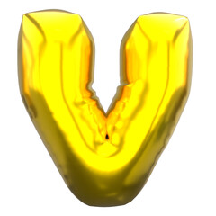 3D Gold Alphabet Balloon Letter V
