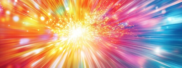 A vibrant explosion of colors and light, suggesting energy and movement.