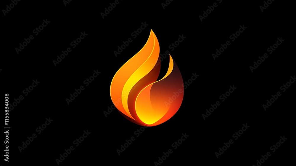 Poster create a flame icon featuring sharp, angular lines and dynamic gradients