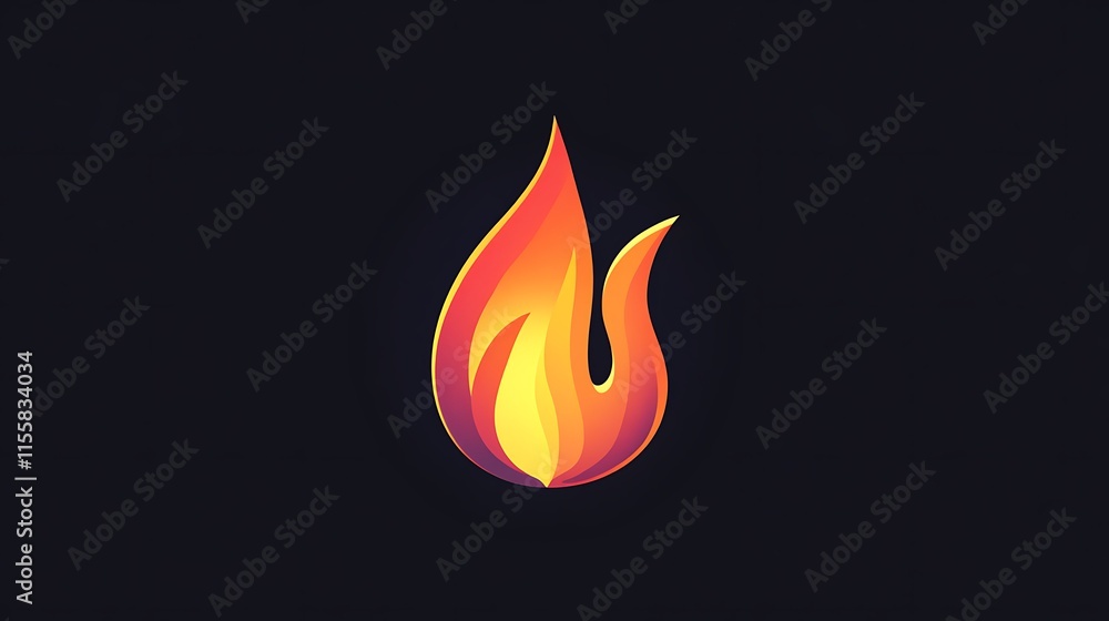 Poster create a flame icon featuring sharp, angular lines and dynamic gradients