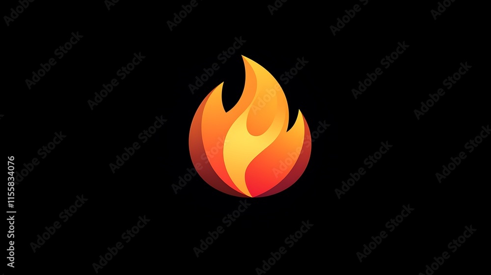 Poster create a flame icon featuring sharp, angular lines and dynamic gradients
