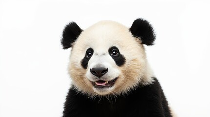 Naklejka premium Close-up Portrait of a Panda on White Background