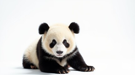 Close-up Portrait of a Panda on White Background