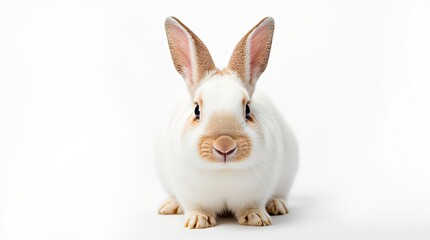 Obraz premium Detailed Close-up Portrait of a Rabbit on White Background