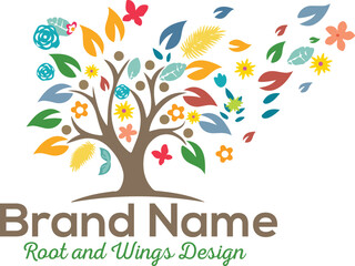 Colorful Heart Tree Rainbow Illustration with a girl reading and a boy on a bike.