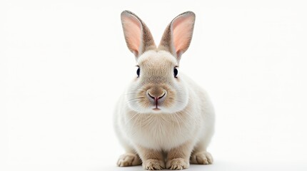 Close-up Portrait of a Rabbit on White Background
