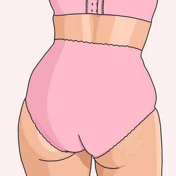 illustration of a Woman Wearing High-Waisted Pink Pants Close-Up