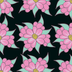 Cute hand drawn floral seamless pattern background