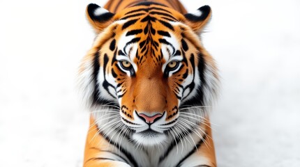 Obraz premium Close-Up Portrait of a Tiger on White Background